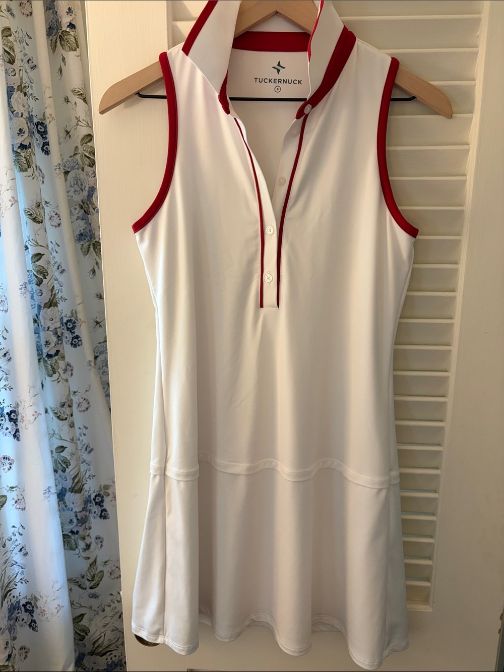 Tuckernuck White Sleeveless Polo Dress with Red Trim Accents